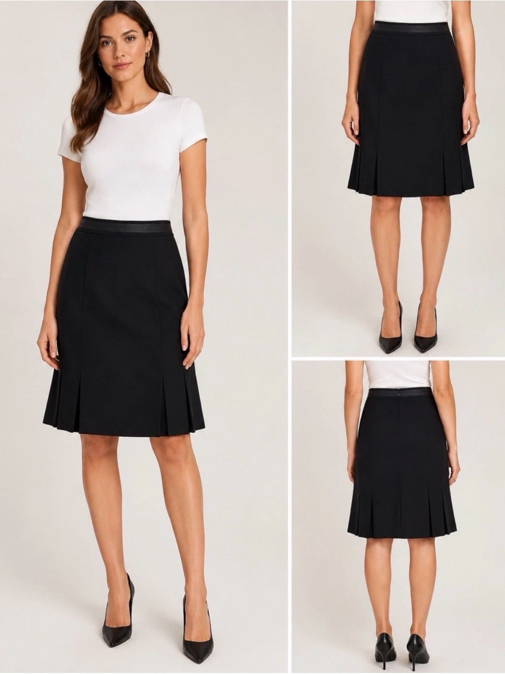 Jones New York Black Pleated Career Skirt Women’s 8 Lined Classic Dressy